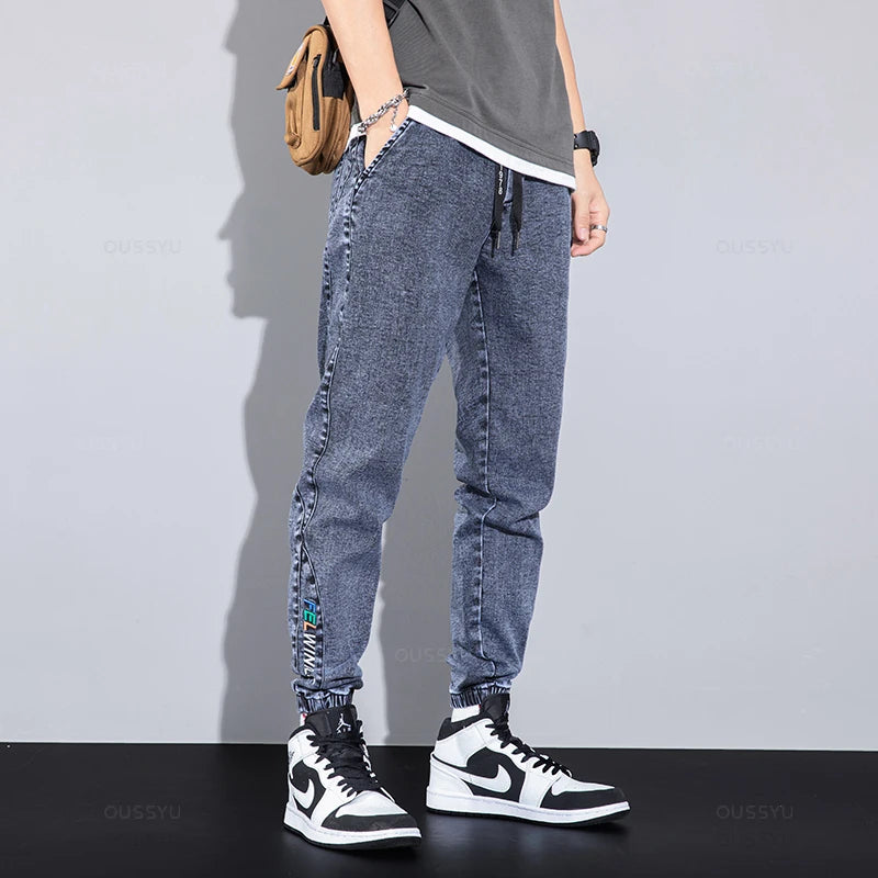 Cargo Jeans Men Streetwear Denim Jogger Pants Baggy Harem