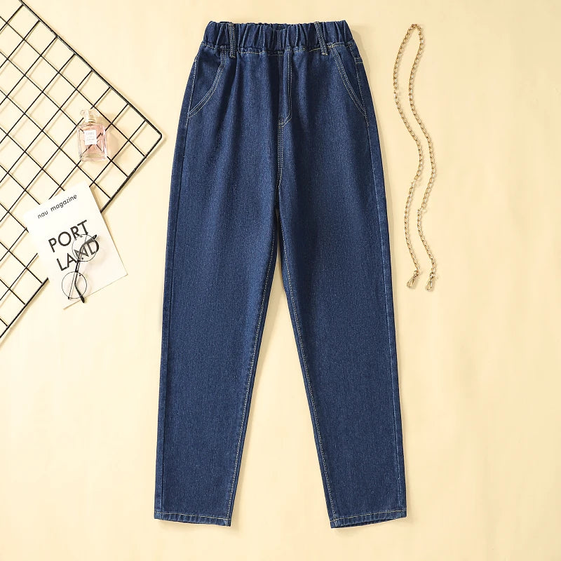 Casual Elastic High Waist Loose Solid Color Simple Ankle Length Pants