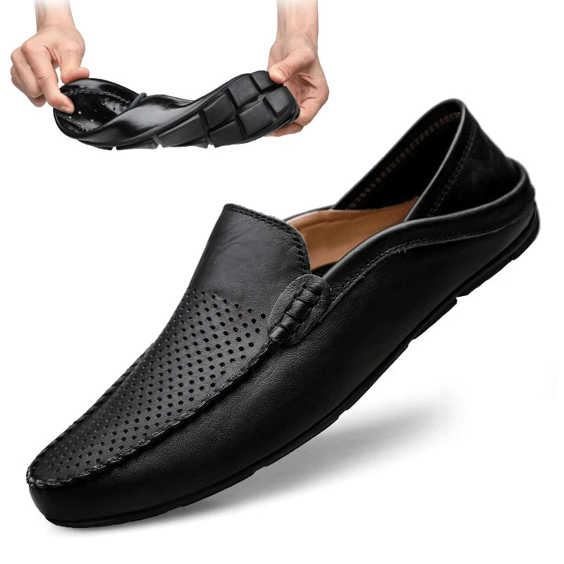 Summer Men Casual Shoes Leather Moccasins Breathable Slip on