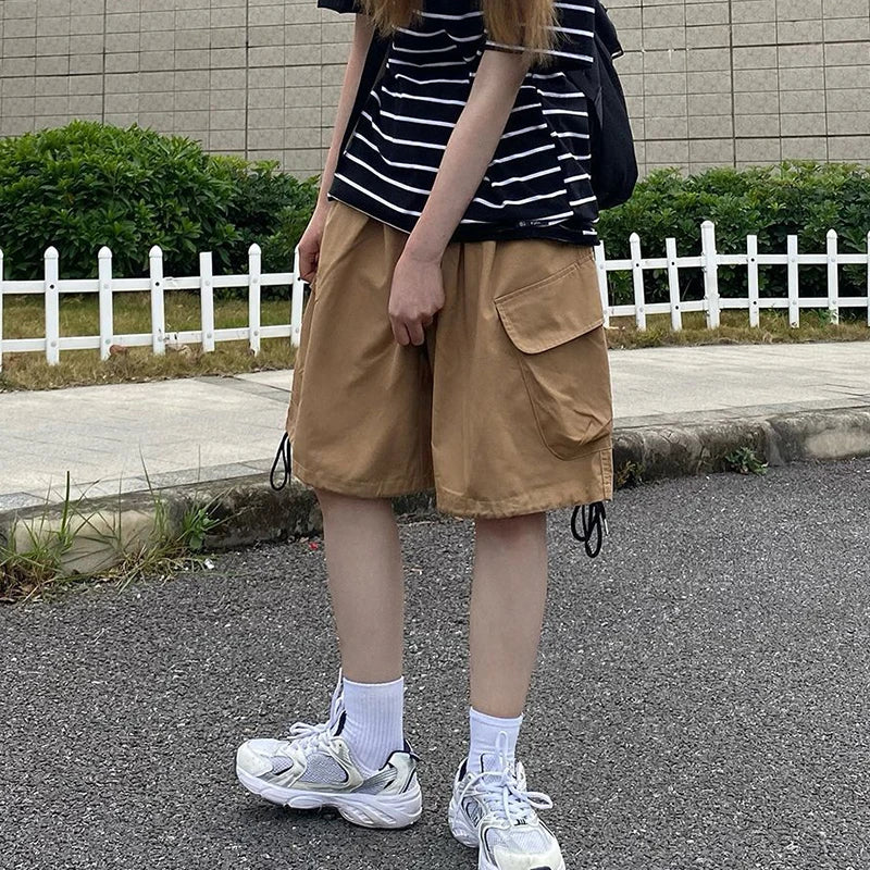 Summer Knee Length Cargo Shorts Wide Leg