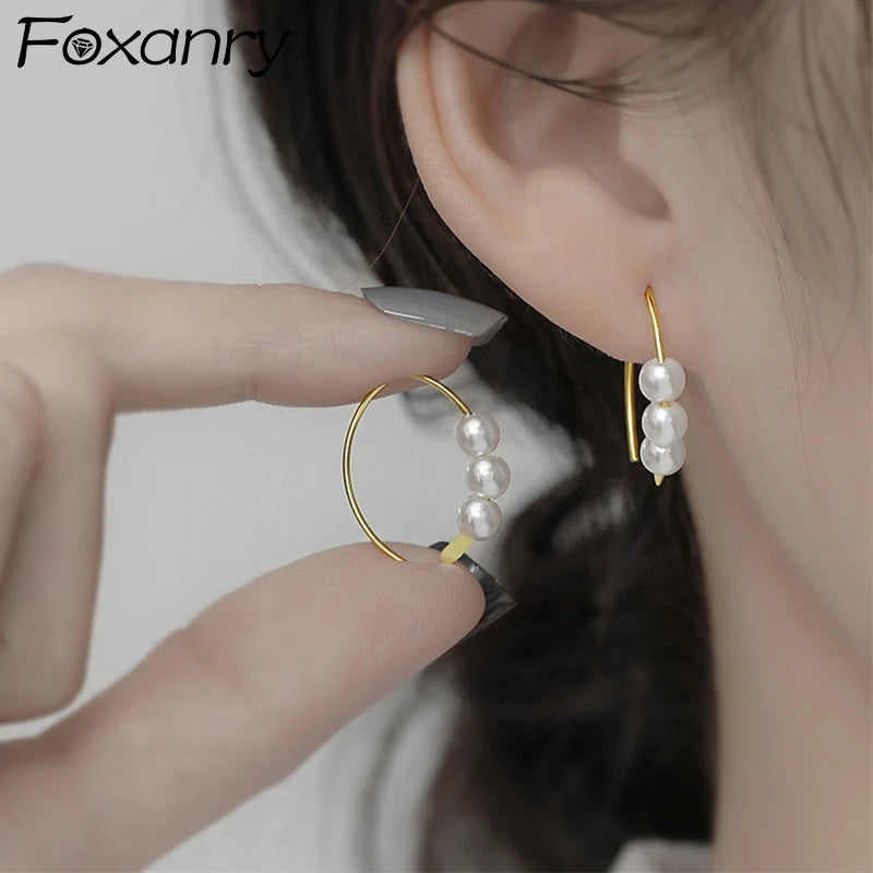 Cute Pearl Stud Earrings For Women Creative Design Simple