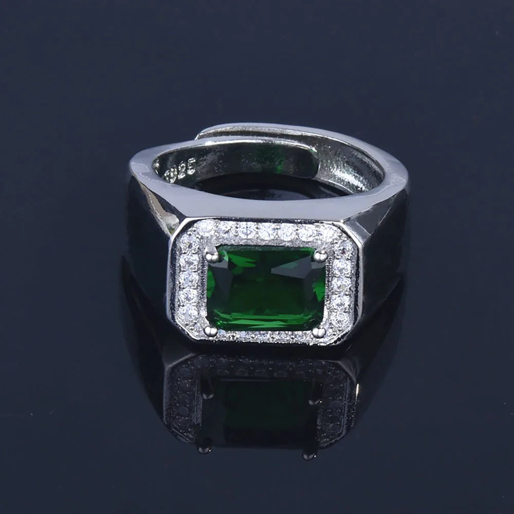 Classic Square Emerald Green Gemstone Ring