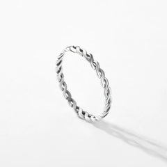 Silver Texture Twisted Thin Sackable Finger Ring Vintage Trendy