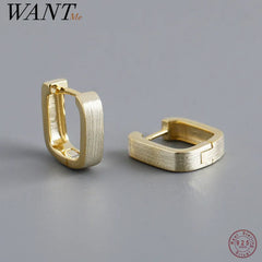 Jewelry Silver Fashion Matte Square Ear Clasps Hoop Earring