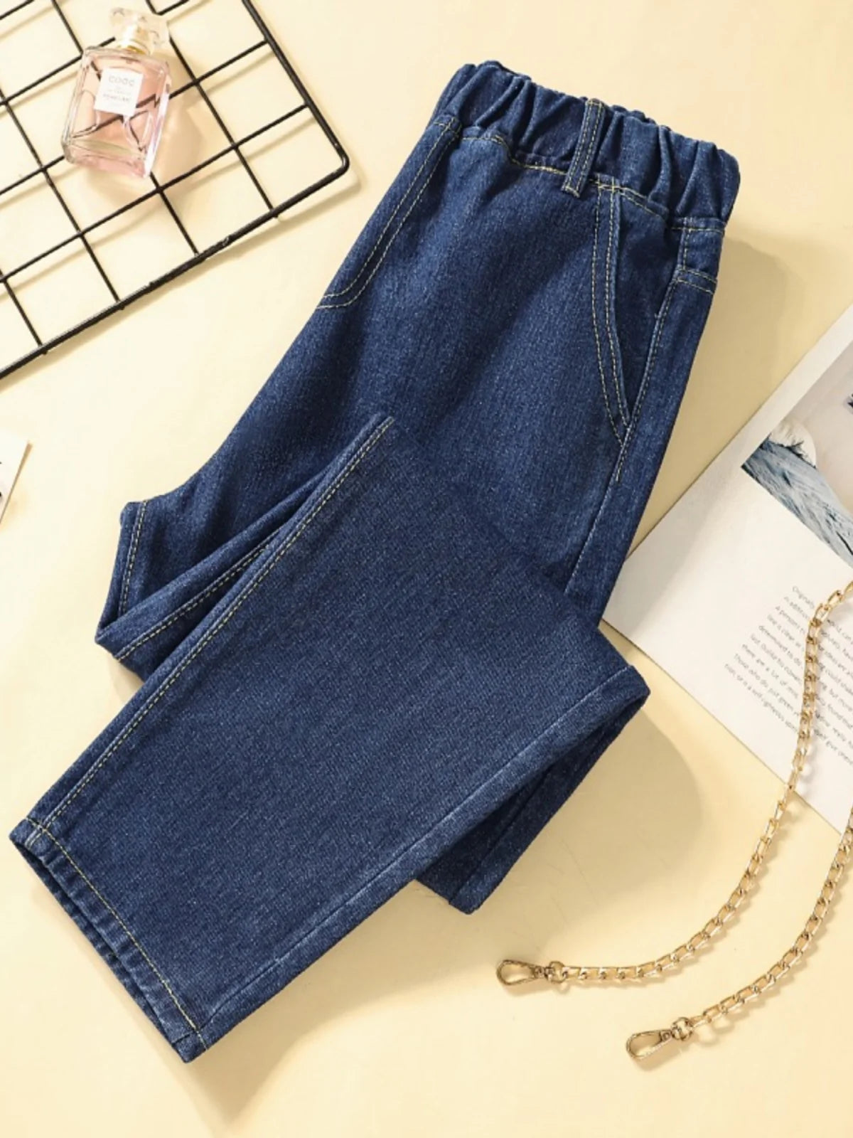 Casual Elastic High Waist Loose Solid Color Simple Ankle Length Pants