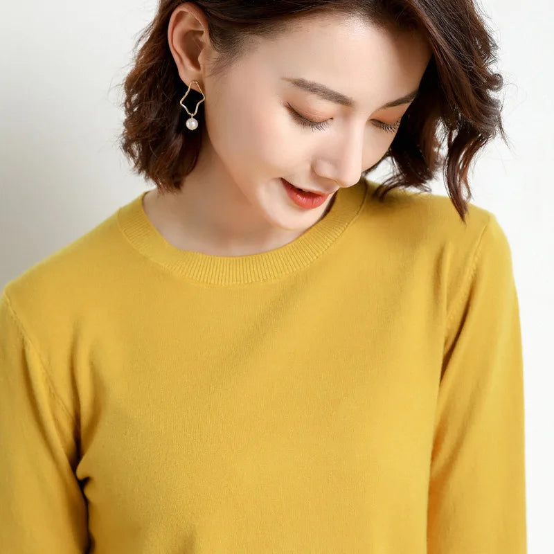 Women Sweater O-neck Basic Pullover Casual Pulls Jumpers