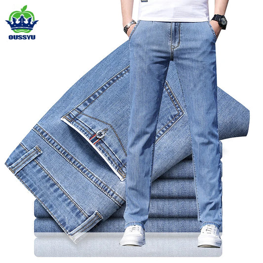 Classic Style Men's Jeans Cotton Casual Business Stretch Denim Trousers