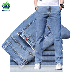 Classic Style Men's Jeans Cotton Casual Business Stretch Denim Trousers