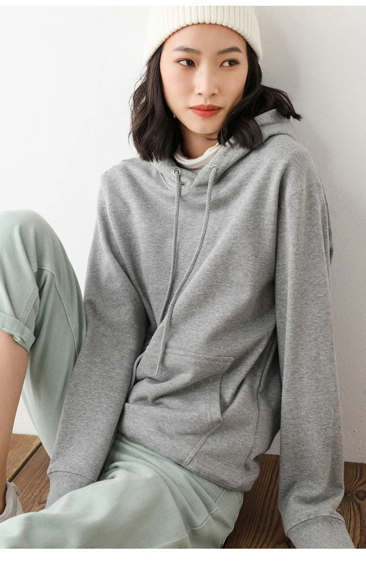 Women Hoodies Loose Long Sleeve Pullovers Solid Casual