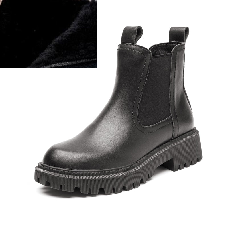 Women's Chelsea Boots Genuine Leather Fashion Ankle Boots Retro