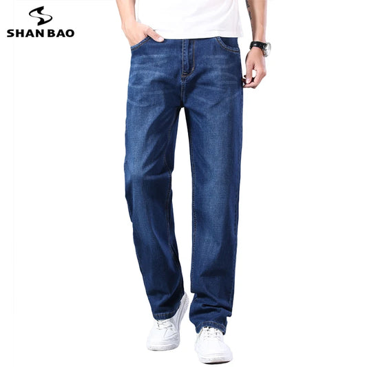 stretch men's straight loose loose summer thin jeans