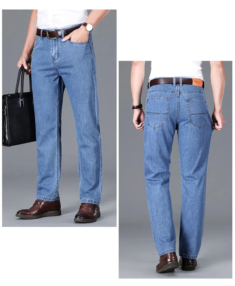 Jeans Men Classics Business Straight Denim Pants Trousers Plus Size