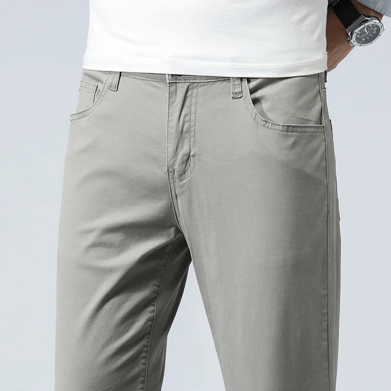 Cotton Casual Pants Classic Style Business Fashion Straight Stretch Trousers