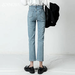 Jeans Vintage Mid Waist Loose Business Office Elegant Lady Pants