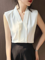 Office Lady Style Shirts Sleeveless Blouse Shirts