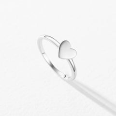 Minimalist Silver Smooth Heart Shape Simple Finger Ring Fashion