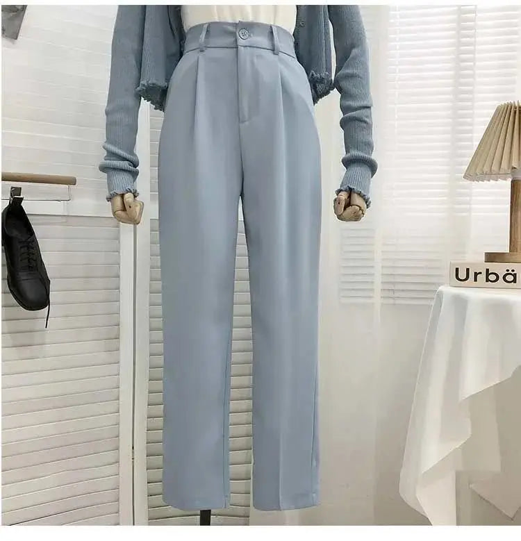 Fashion Elastic High Waist Pants Casual Loose Straight