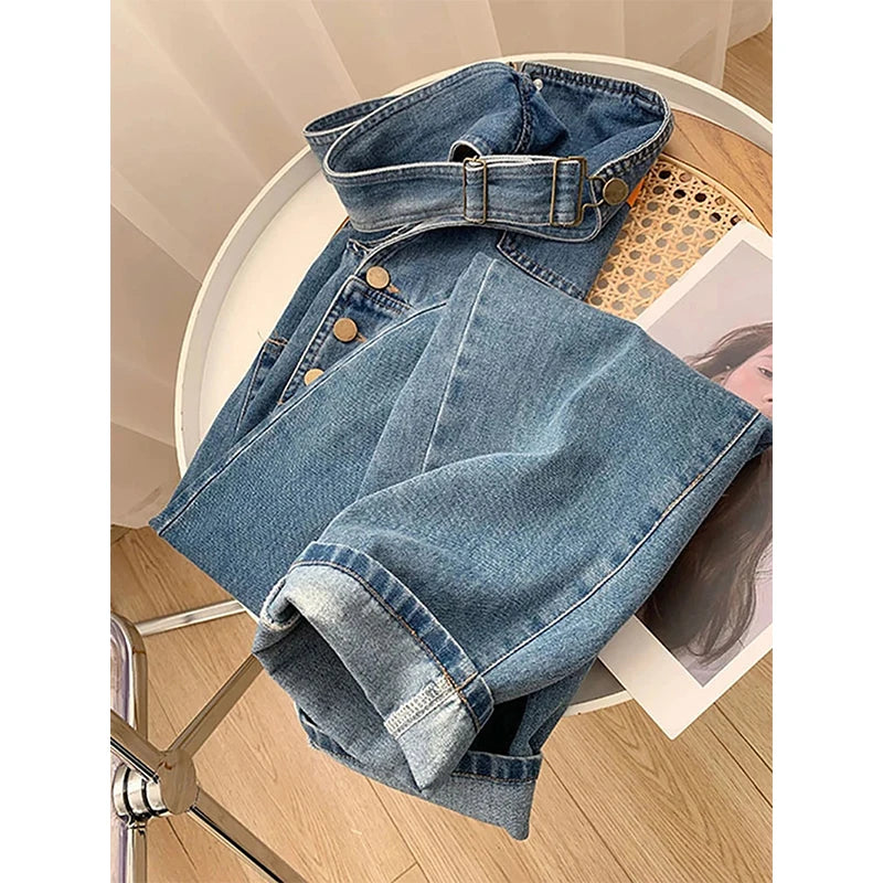 Jumpsuits Women Streetwear Denim Overalls Vintage Casual Wide Leg