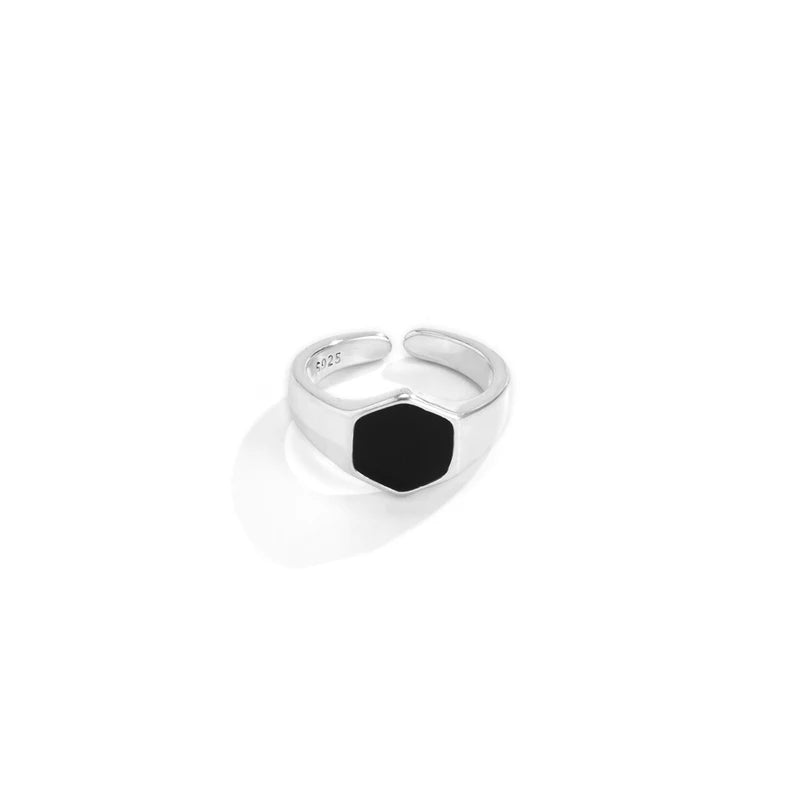 Simple Fashion Retro Black Glossy Rings Design Jewelry