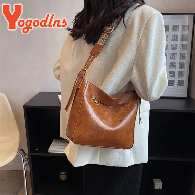 PU Leather Women Fashion Shoulder Bag Simple Casual Totes