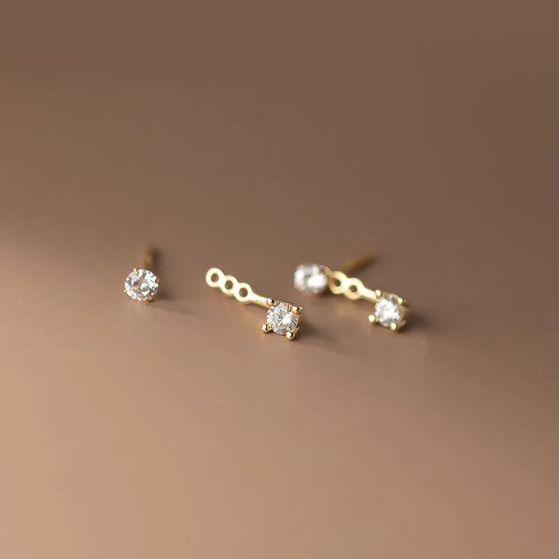 Shiny Fashion Zircon Unique Korean Stud Earrings Simple Chic