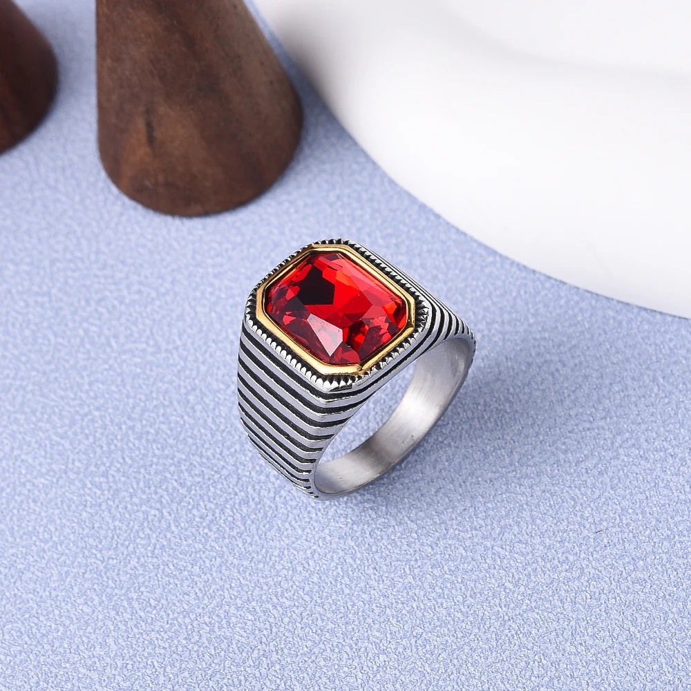 Stainless Steel Stripe Rings Classic Fashion Trend Jewelry