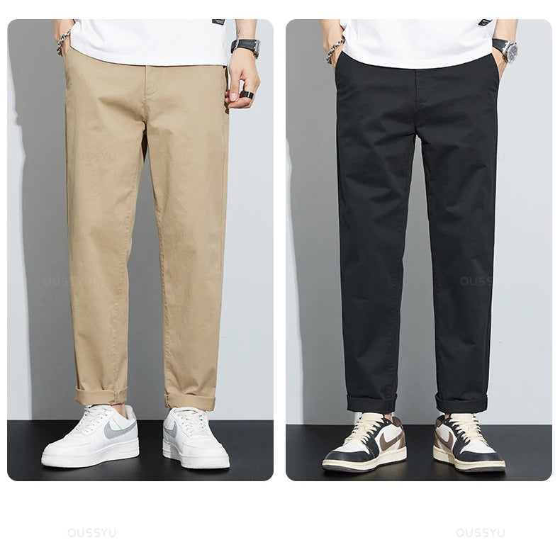 Ankle-Length Casual Pants Thin Business Straight Trousers Male Plus Size