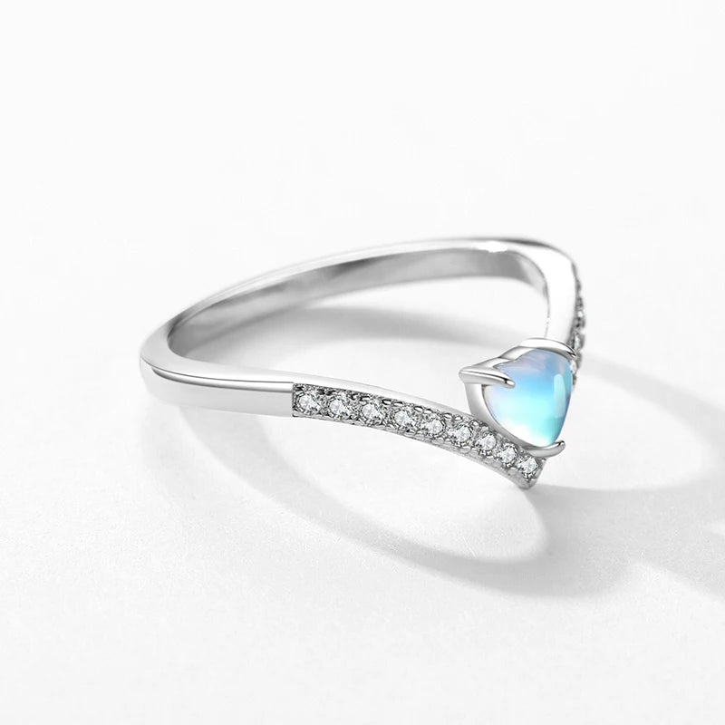 Silver Exquisite Arrow Finger Rings Moonstone Band Fashion