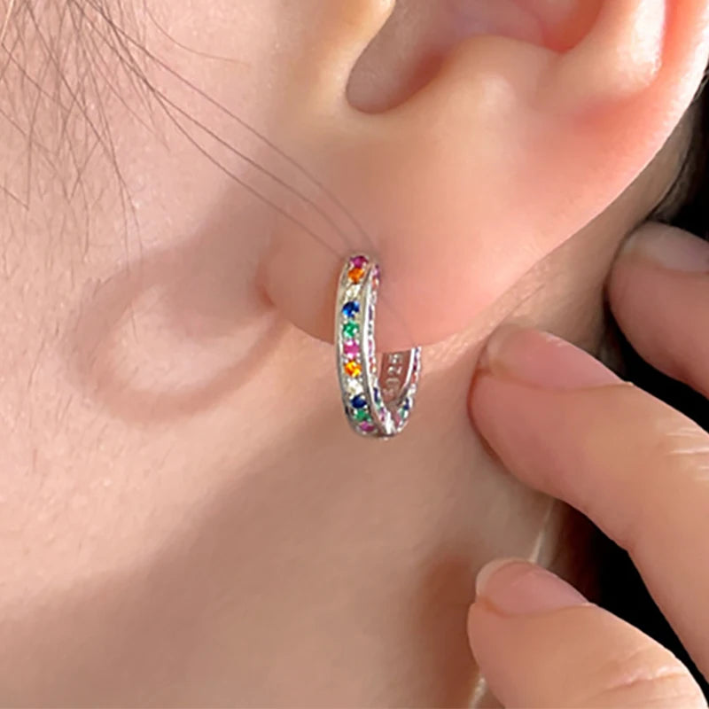 Colorful Zircons Couples Earrings Charm Women Fashion