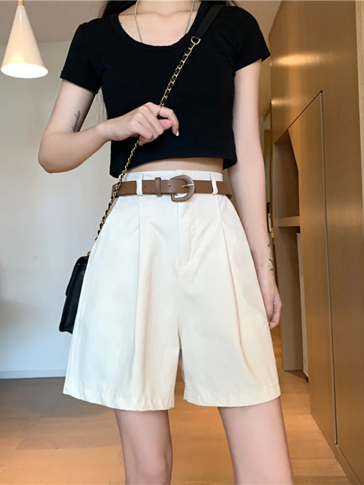 Fashion High Waist Casual Summer Wide-leg Shorts