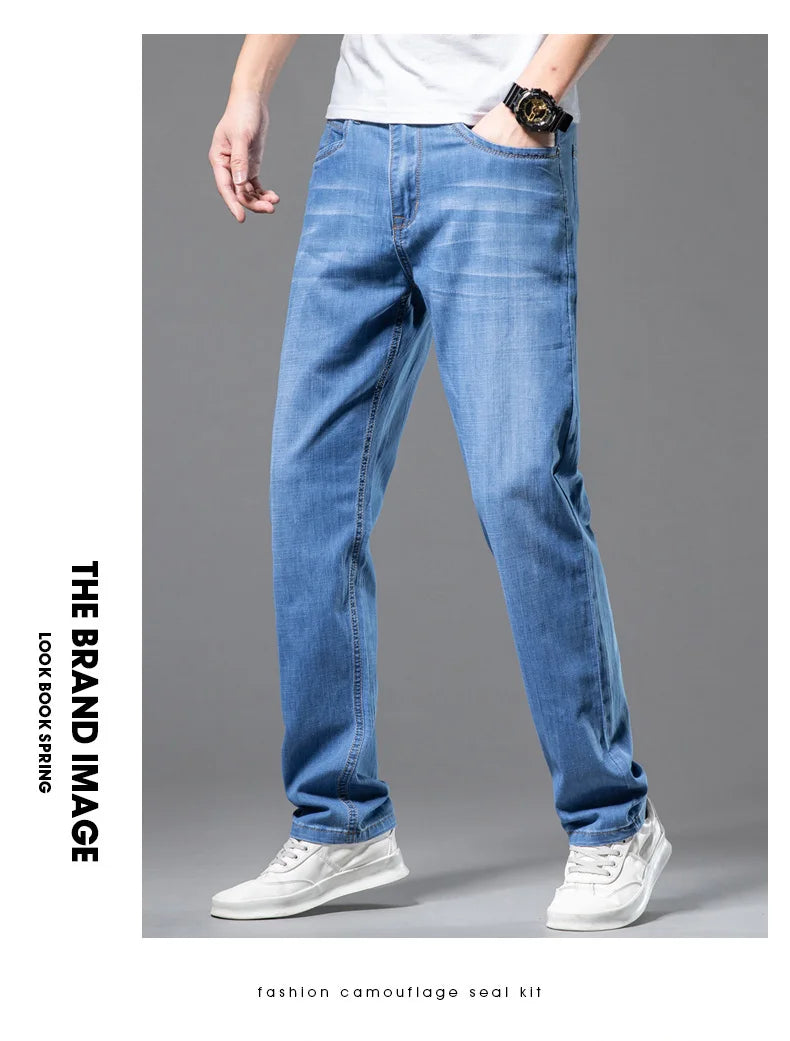 Straight Loose Lightweight Stretch Jeans Classic Style