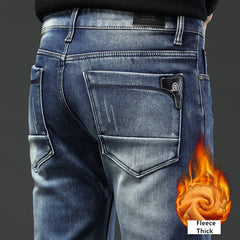 Fleece Thick Warm Pencil Jeans Classic Pocket Men's Trendy Fashion