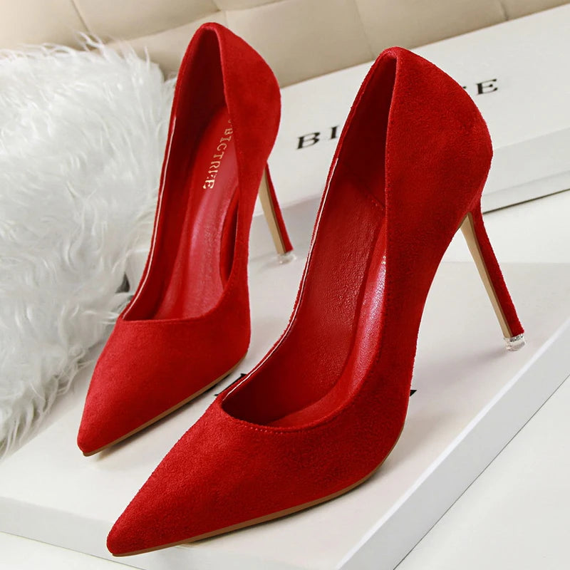 Pumps Suede High Heels Shoes Fashion Office Shoes Stiletto