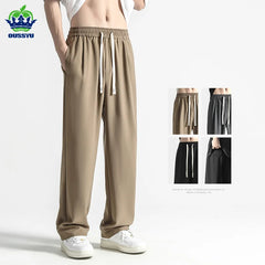 Men's Casual Trousers Baggy Straight Drawstring Elastic Waist Clothing