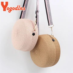 Round Straw Bags for Women Summer Rattan Woven Beach Bag