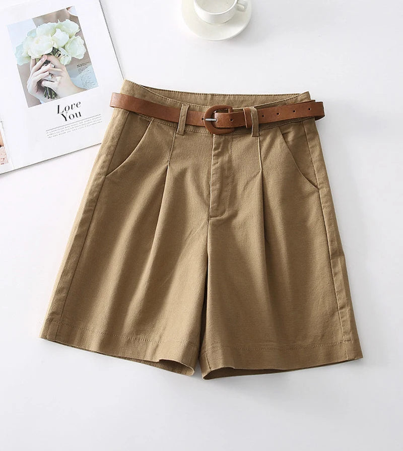 Women Wide Leg Suit Shorts Office Lady All Match Short Pants