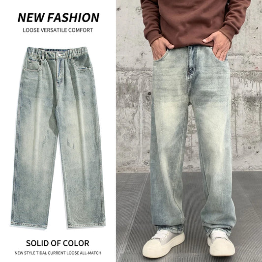 Men's Baggy Straight Jeans Fashion Vintage Denim Trousers