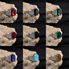 Men's Stainless Steel Multiple Color Gemstone Styles Rings Jewelry