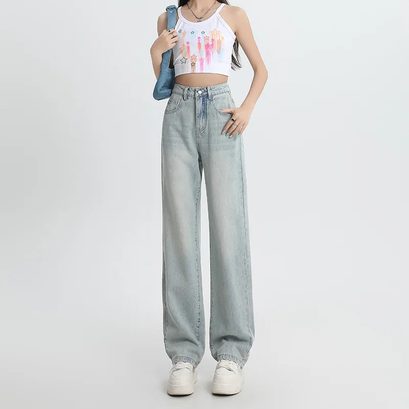 Jeans Loose Wide Leg Pants Straight High Waisted Pant Fashion