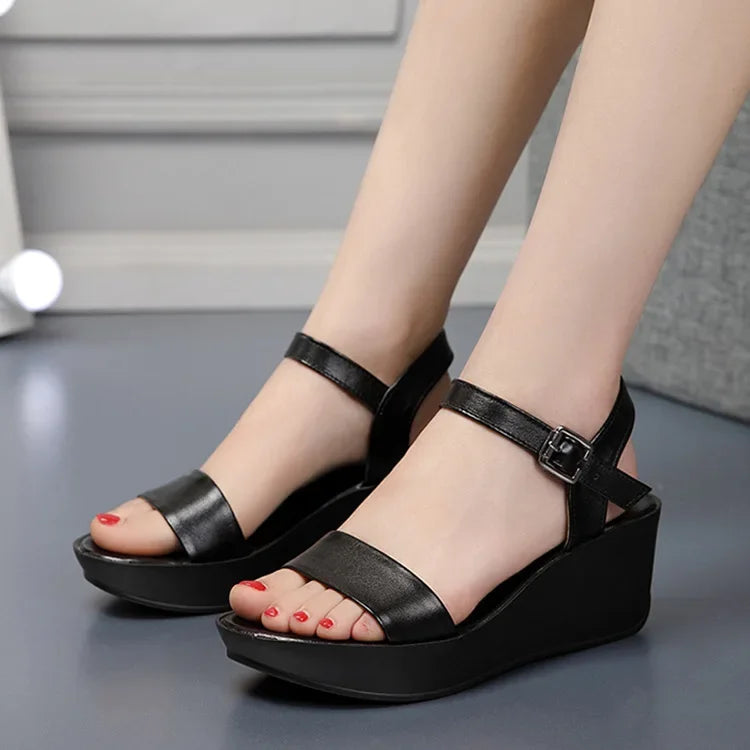 Wedges Shoes Women Summer Medium Heel Platform Sandals