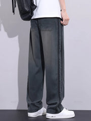 Brand Clothing Summer Thin Fabric Jeans Men Loose Wide Leg Pants