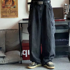 Baggy Jeans Trousers Denim Pants Black Wide Leg Pants Men's Jeans Oversize