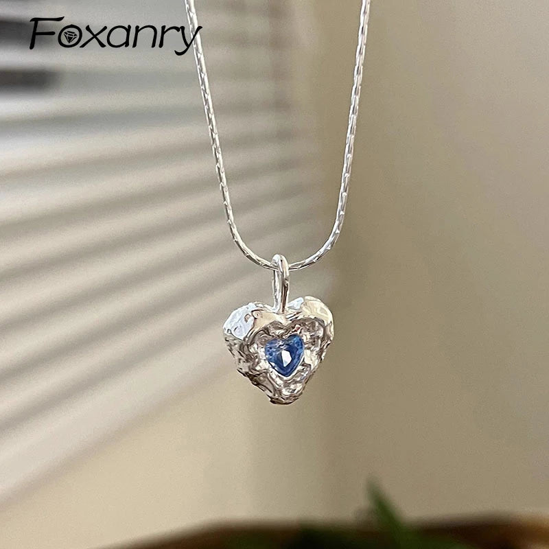 Sparkling Blue Zircon Necklace For Women Fashion Chain Jewelry