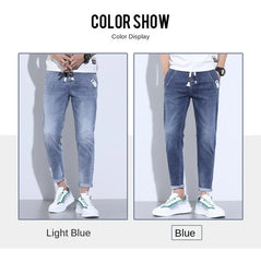 Summer Thin Style Street Work Pants Men's Elastic Waist Jogger
