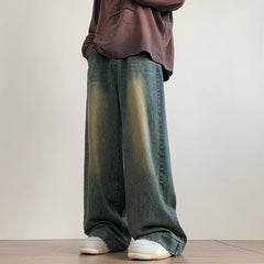 Distressed Vintage Jeans Pants Wide-leg Denim Trousers Oversize Streetwear