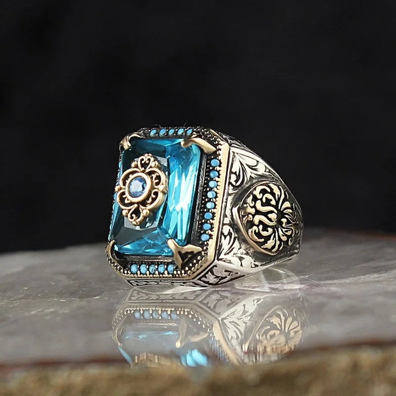 Retro Handmade Signet Ring for Men Vintage