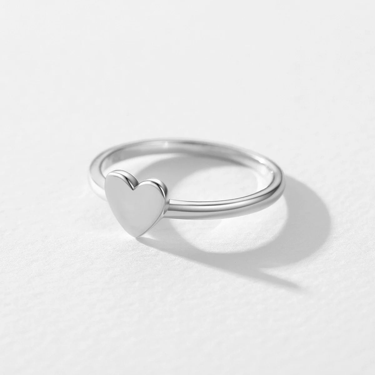 Minimalist Silver Smooth Heart Shape Simple Finger Ring Fashion