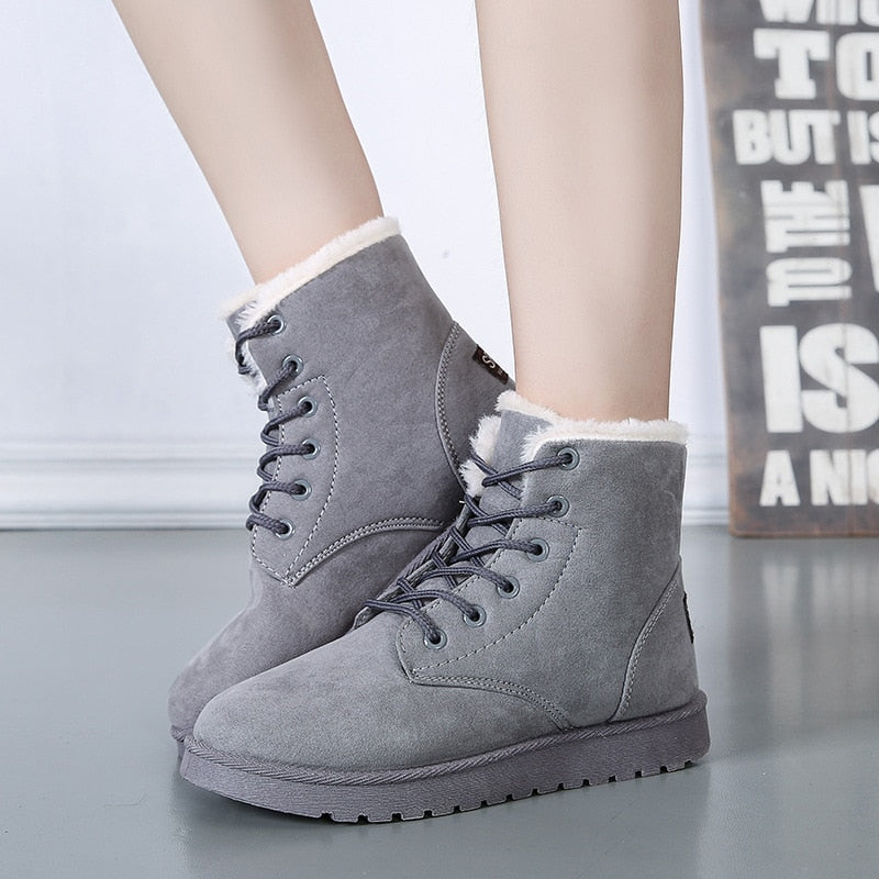 Women Warm Snow Faux Suede Ankle Boots