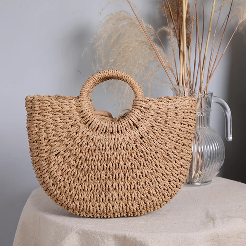 Summer Handmade Beach Weaving Ladies Straw Bag