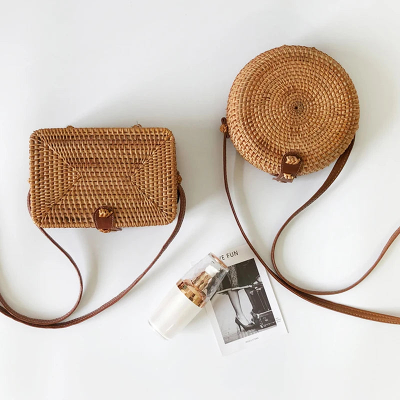 Square Round Style Straw Bag Handbags